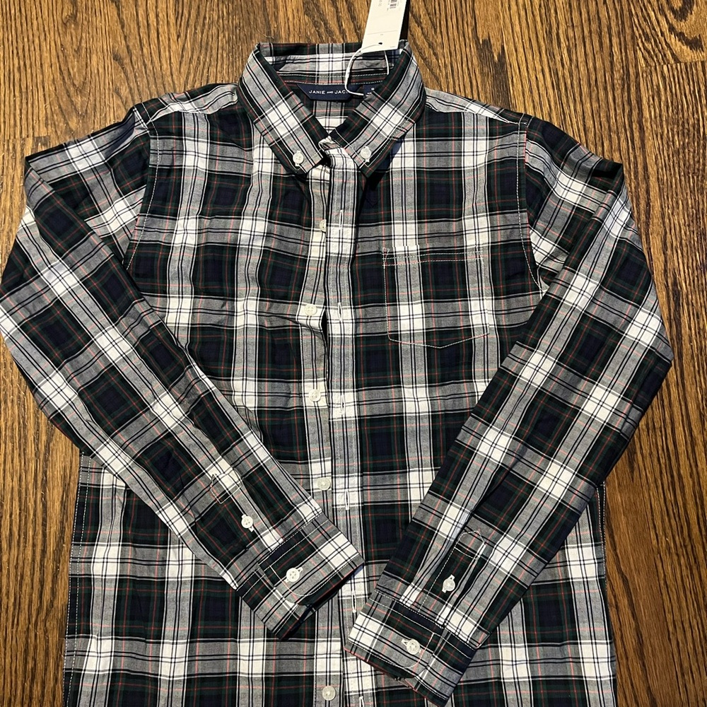 Janie and Jack Navy and White Casual Button Down Shirt